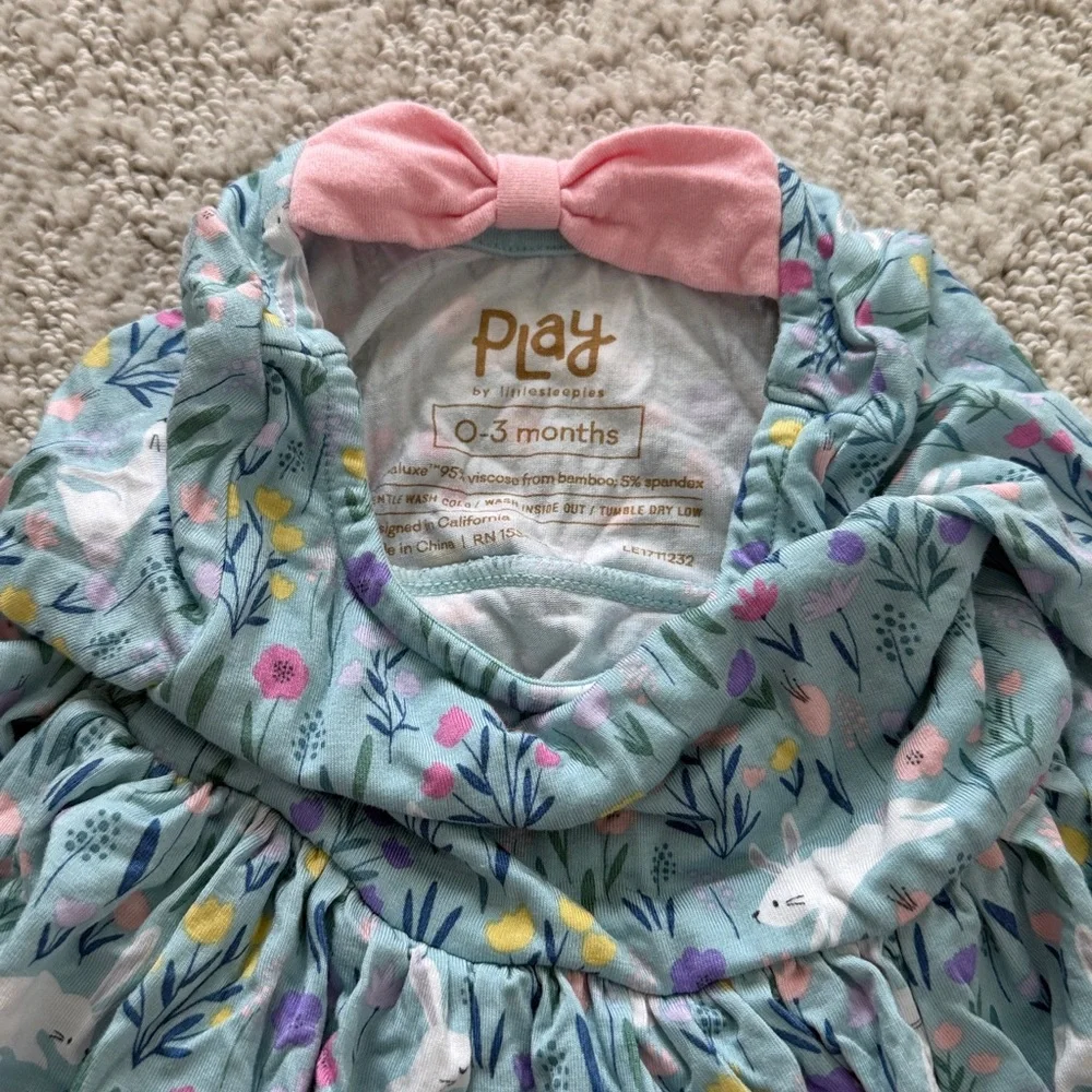 Little Sleepies Bunny Blossom Bow Back Skater Dress with Bodysuit - Picture 5 of 5